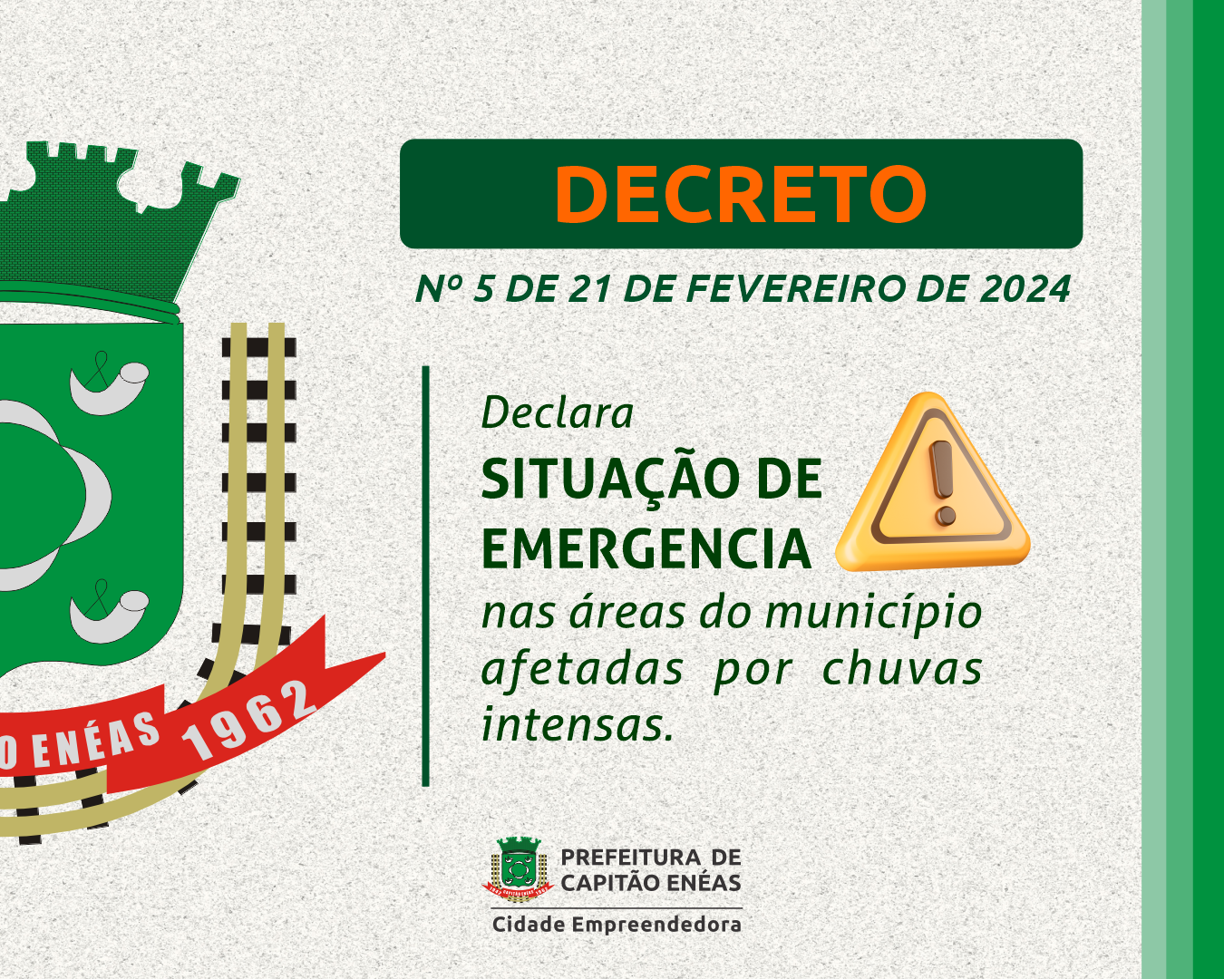 MUNICÍPIO DECLARA SITUAÇÃO DE EMERGÊNCIA